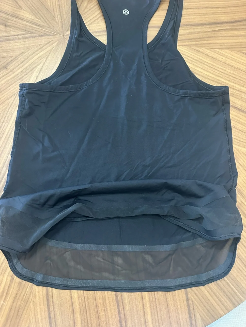 Lululemon Black Women's Racerback Tank Top with Mesh Detailing on Bottom